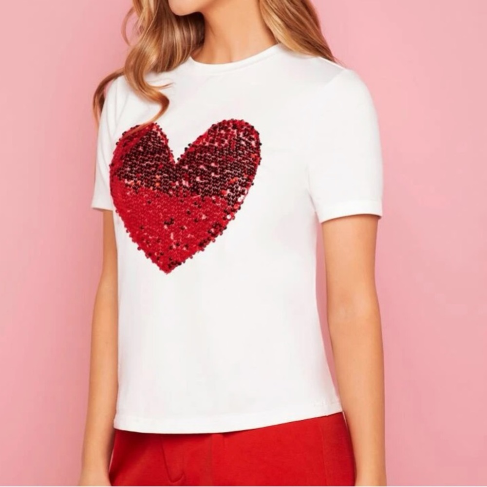 Sequins heart print top - Picture 4 of 6